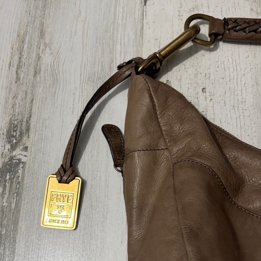 Frye Jennie Taupe Hobo Leather  Bag with Braided Strap - Picture 4 of 16